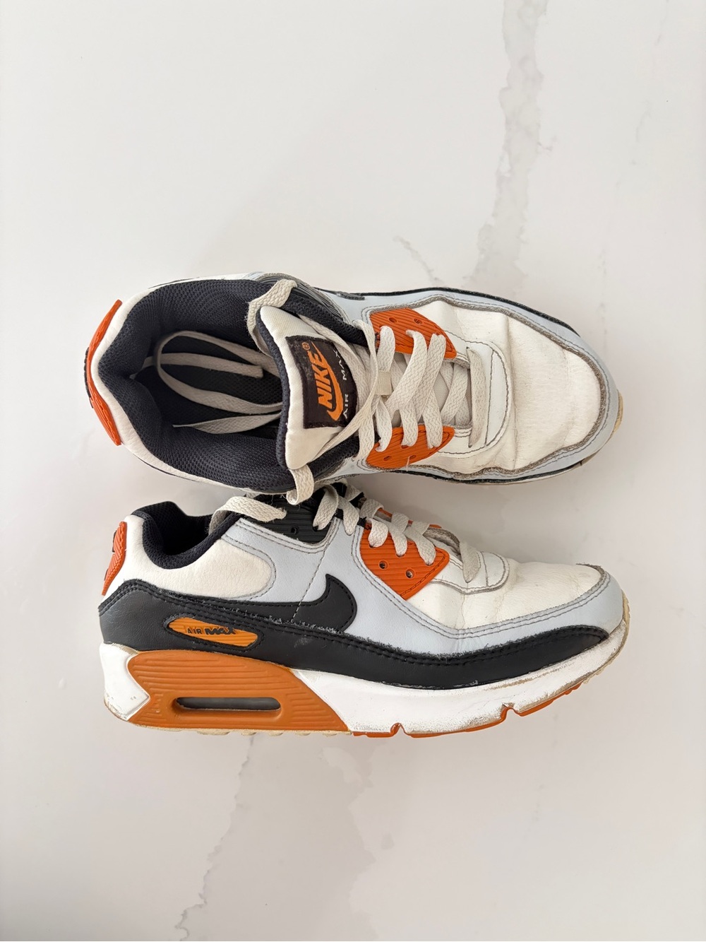 Nike Kids White, Black & Orange Air Max   Sneakers